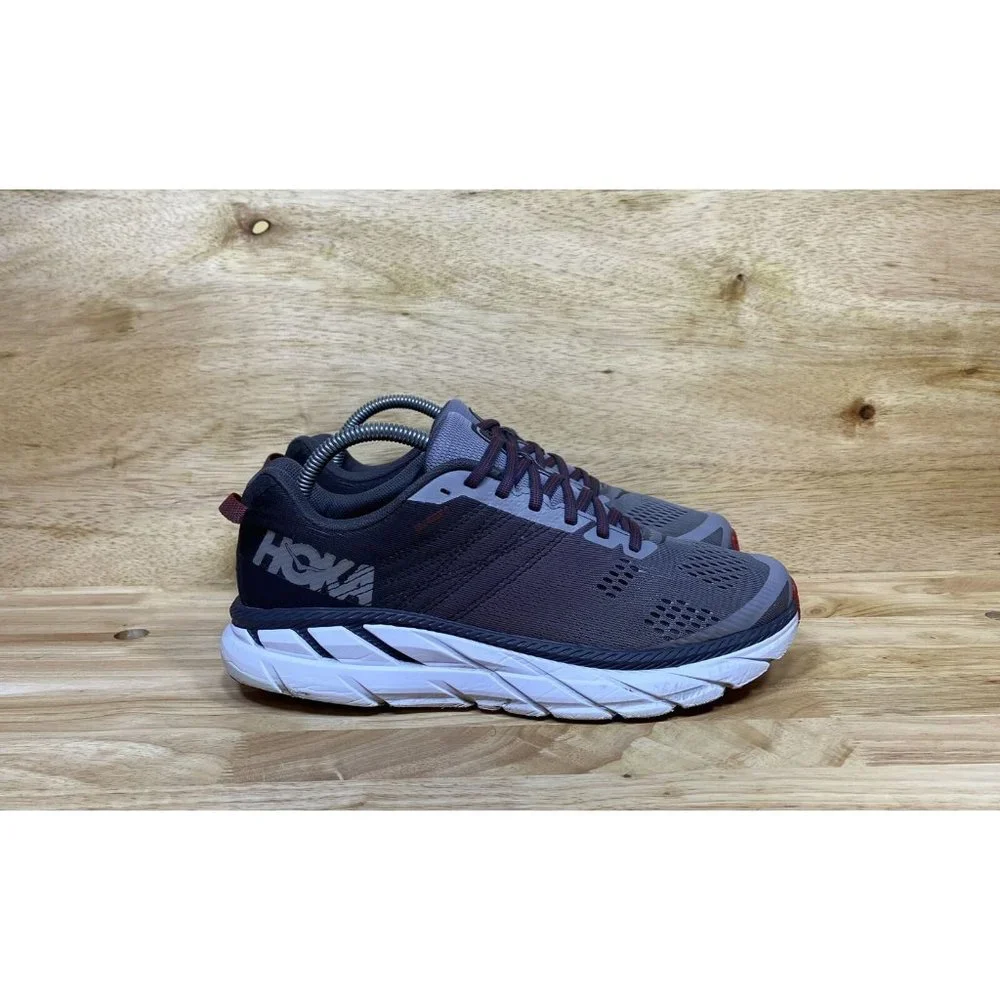 READ Hoka One One Mens Clifton 6 1102872 GOBS Gray Running Shoes Sneakers Size 8